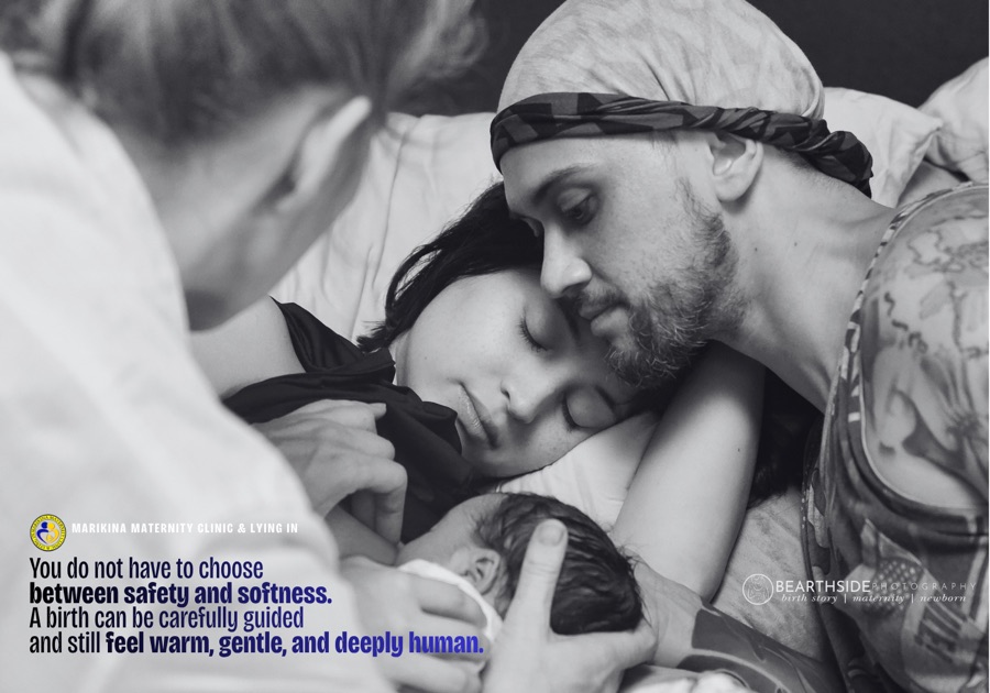 A partner comforting a mother during labor