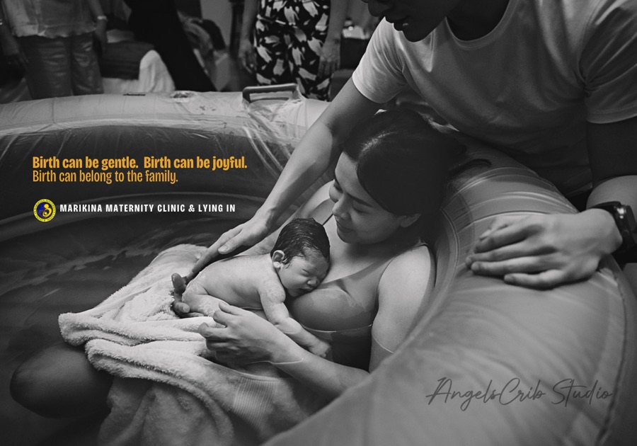 Parents meeting their baby after a gentle birth